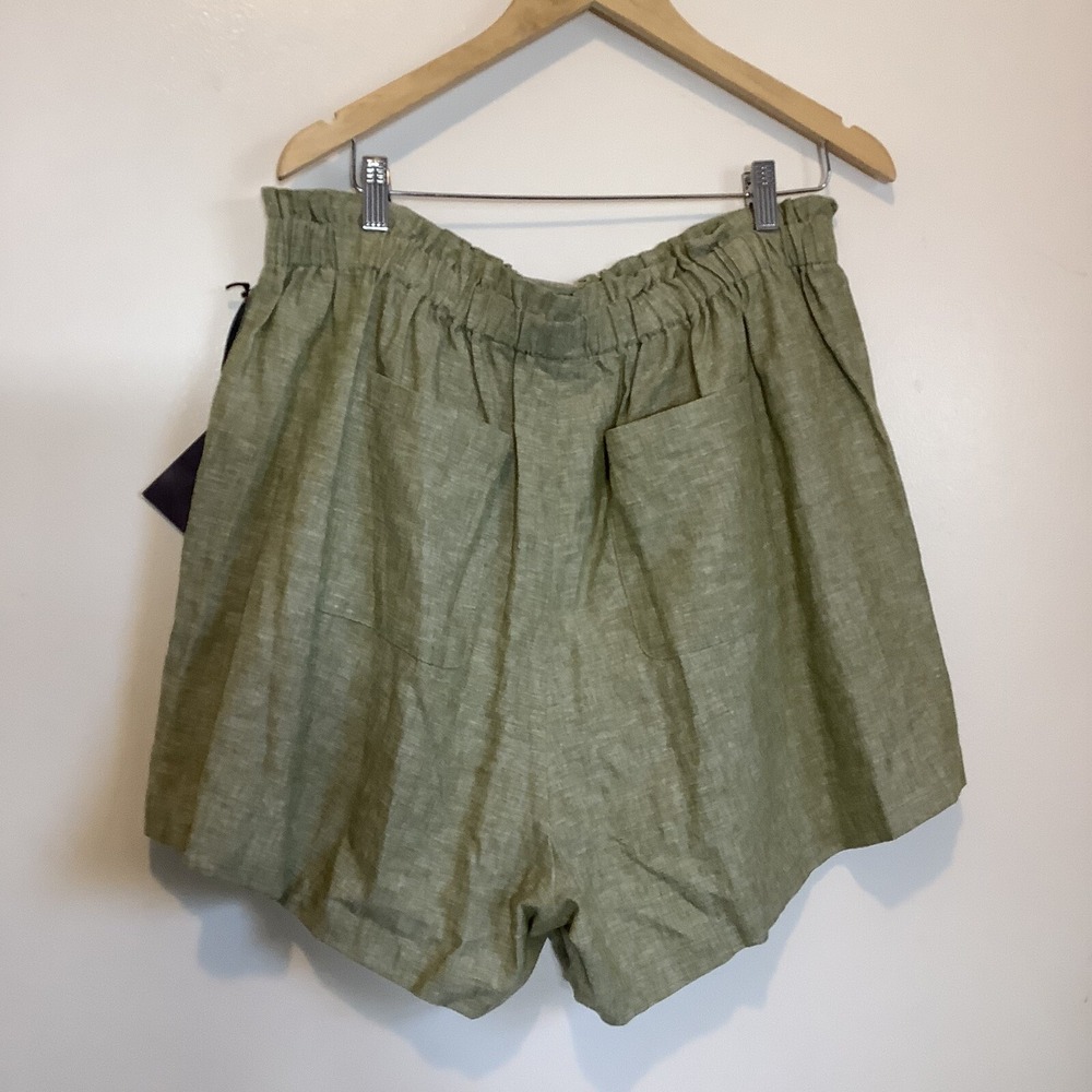 Ava & Viv Plus Size Mid Rise Linen Blend Shorts Green Size 1X NWT Shorts‎